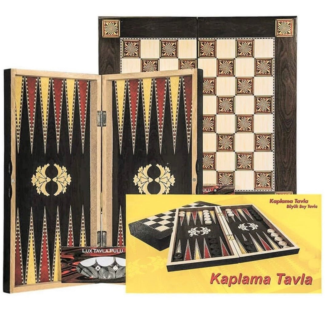 Backgammon og Dam Brætspil i Lakeret Træ 48x48 cm - Kaplama Tavla - Løven Home