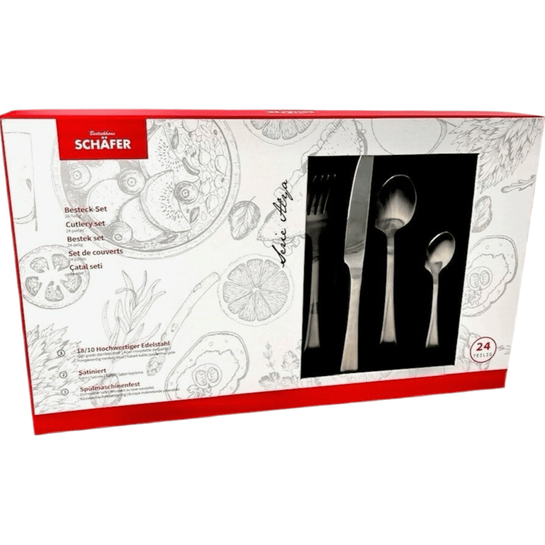 Bestiksæt 24 dele 6 Pers. Mat Sølv - Schäfer Atya - Løven Home