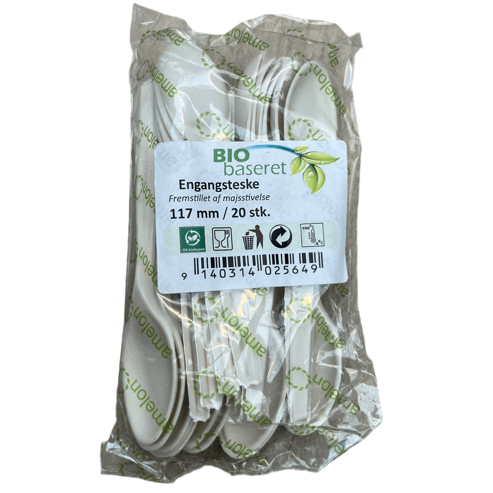 Bio - Baseret Engangsteskeer 20 stk. Hvid - Løven Home