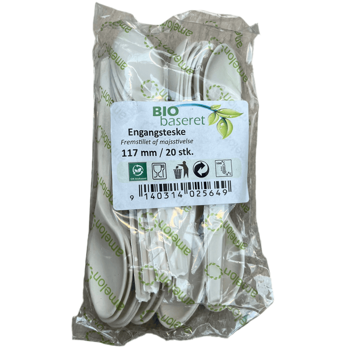 Bio - Baseret Engangsteskeer 20 stk. Hvid - Løven Home