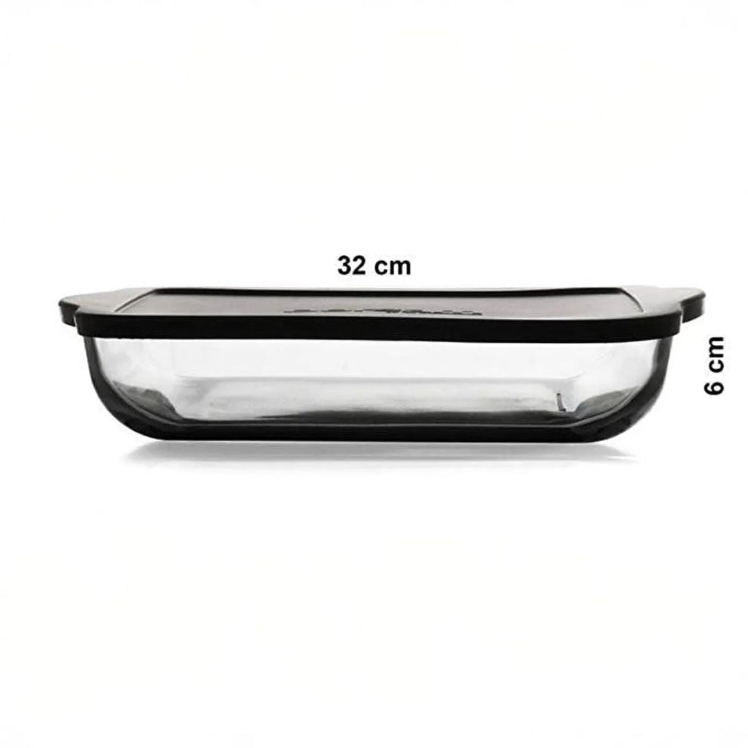 Borcam Kvadratisk Ildfast Glasfad med sort låg 3,2 Liter (32x28 cm) - Løven Home