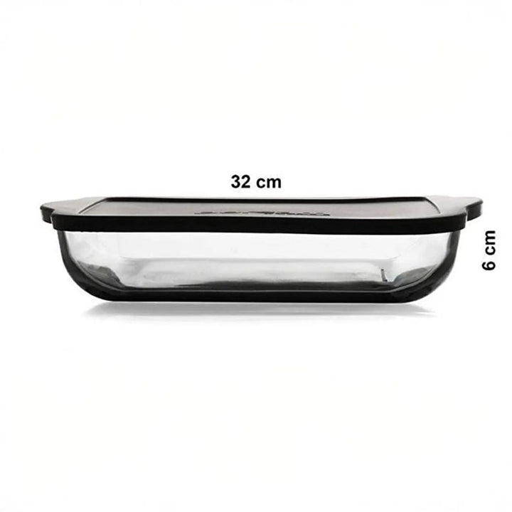 Borcam Kvadratisk Ildfast Glasfad med sort låg 3,2 Liter (32x28 cm) - Løven Home