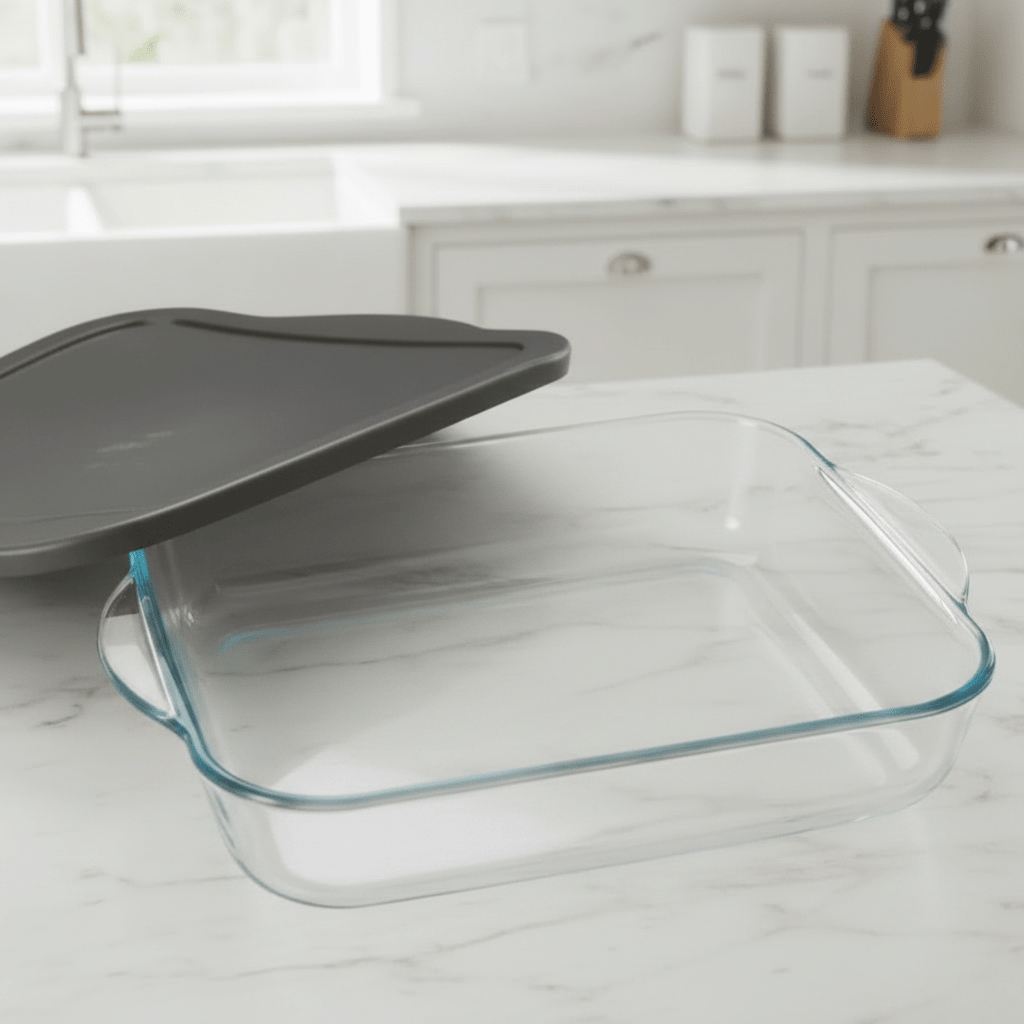 Borcam ovnfast glasfad m/plastlåg - 28 x 28 cm (3200 ml) - Pasabahce - Løven Home