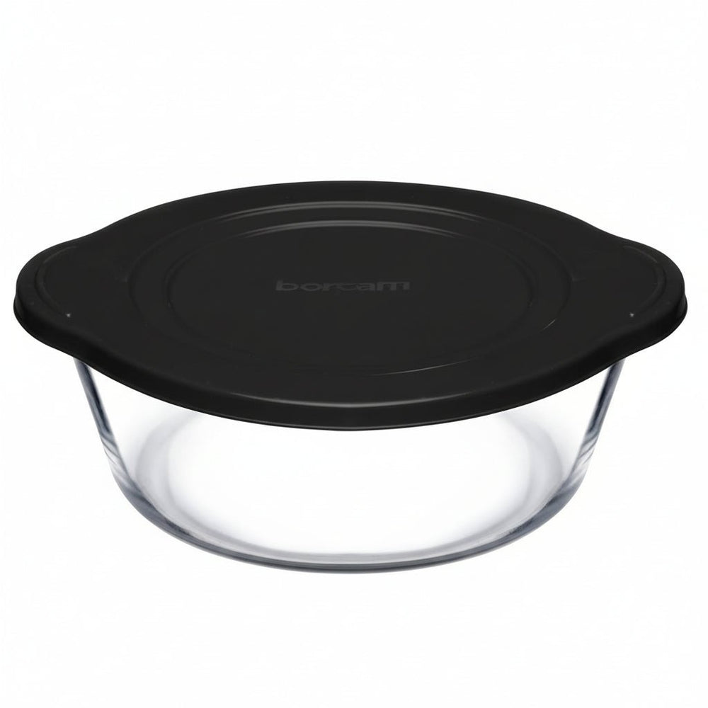 Borcam Rund Glas Ovnform m/Låg 2200 ml - Sort - Løven Home