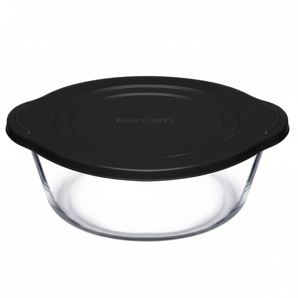 Borcam Rund Glas Ovnform m/Låg 2200 ml - Sort - Løven Home