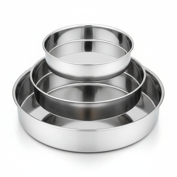 Bradepandesæt 3 stk. - 28 - 32 - 36 cm - Rustfrit Stål - Rund - Løven Home