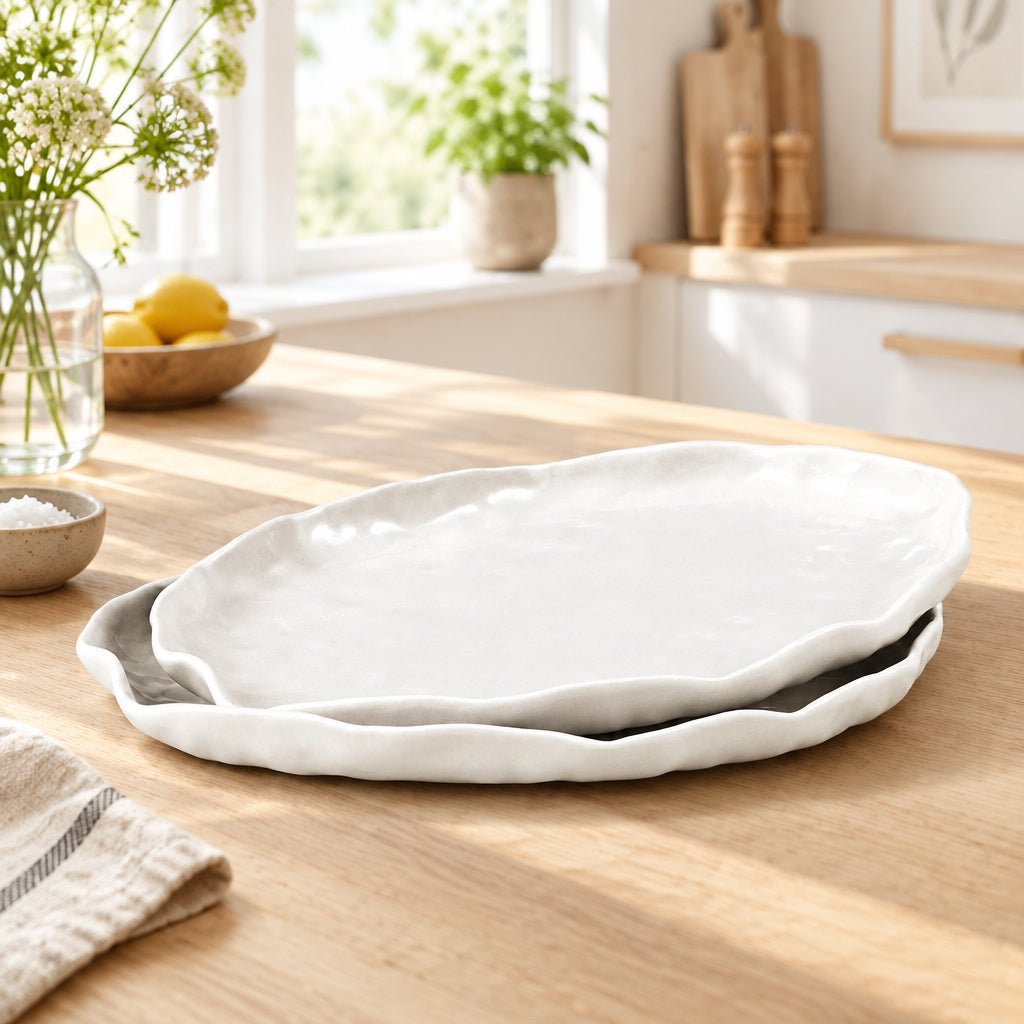 BRICARD Angles - Porcelæn serveringsfade - 2 stk. | Hvid - Løven Home