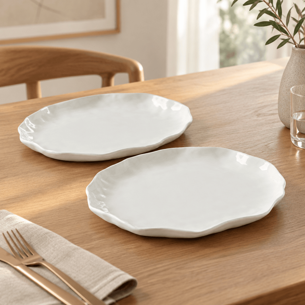 BRICARD Angles - Porcelæn serveringsfade - 2 stk. | Hvid - Løven Home