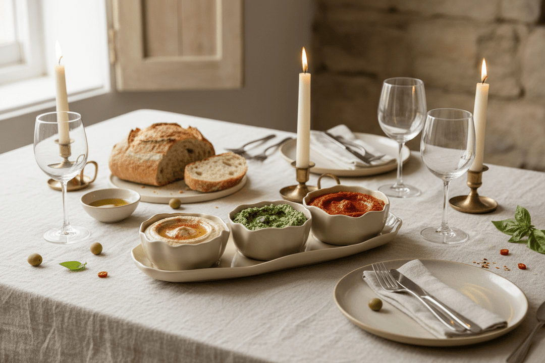 BRICARD Angles - Porcelæn snacskålesæt - 4 dele | Taupe/beige - Løven Home