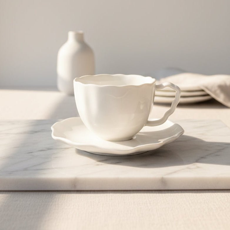 Bricard Angles White - kaffekopper i gloss hvid - 6 personers 12 dele - Løven Home