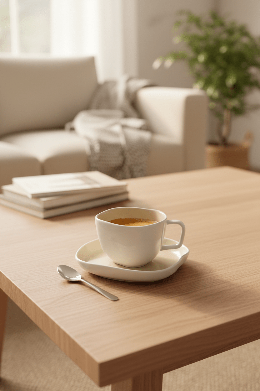 Bricard Bonnes White-Taupe espresso kaffekopper 12 dele - 6 personer - Løven Home