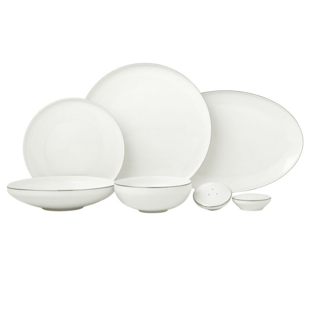 Bricard Canet Hvid/Sølv Porcelænssæt 27 dele - 6 personer - Løven Home