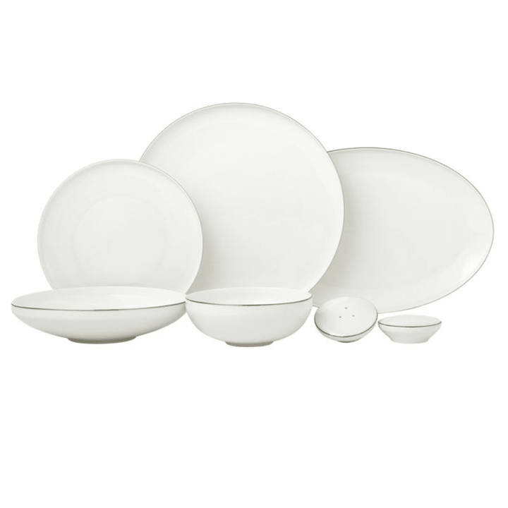 Bricard Canet Hvid/Sølv Porcelænssæt 27 dele - 6 personer - Løven Home