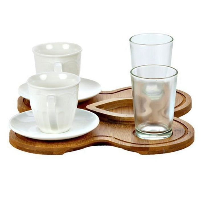 BRICARD Espresso Sæt – 2 Personer | Porcelæn/Bambus | Forlovelsessæt - Løven Home