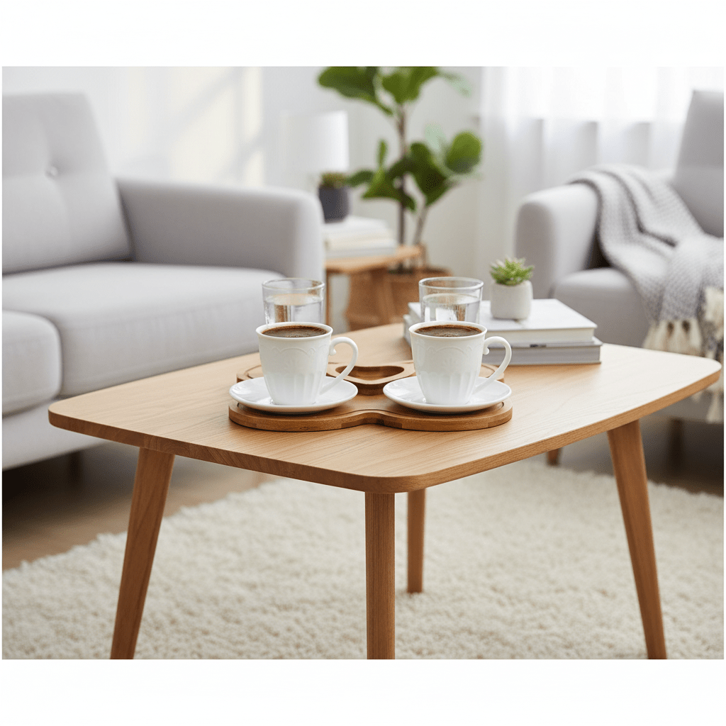 BRICARD Espresso Sæt – 2 Personer | Porcelæn/Bambus | Forlovelsessæt - Løven Home