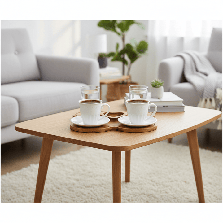 BRICARD Espresso Sæt – 2 Personer | Porcelæn/Bambus | Forlovelsessæt - Løven Home