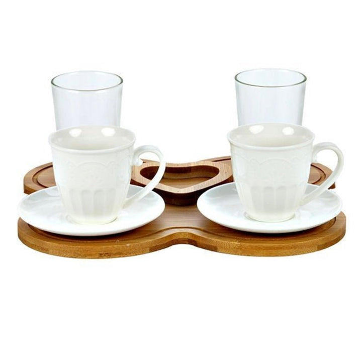 BRICARD Espresso Sæt – 2 Personer | Porcelæn/Bambus | Forlovelsessæt - Løven Home