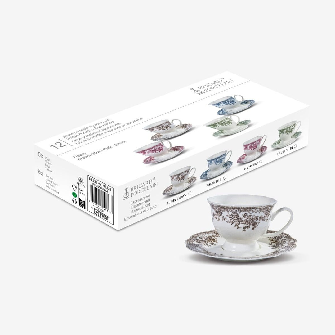 Bricard - Fleury Kaffesæt 12 dele – Brun - Løven Home