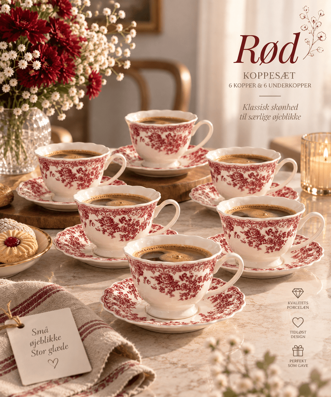 Bricard - Fleury Kaffesæt 12 dele – Rosa - Løven Home