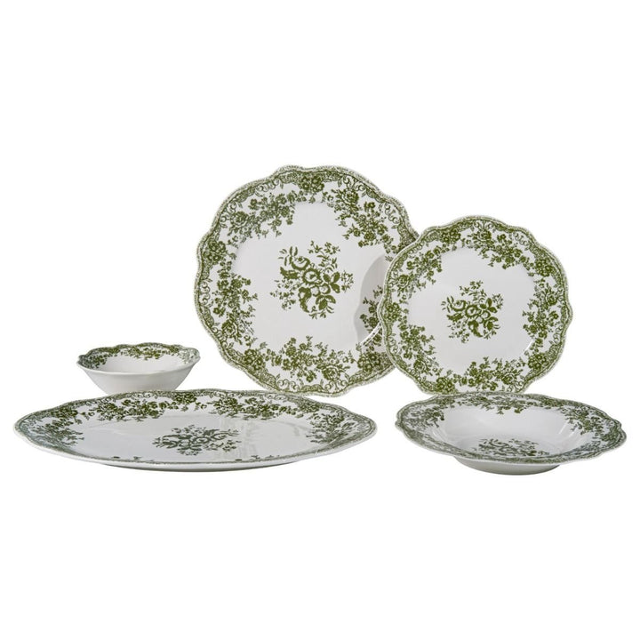 Bricard Fleury - Porcelæn tallerkensæt - 25 Dele | 6 Personer | Grøn - Løven Home