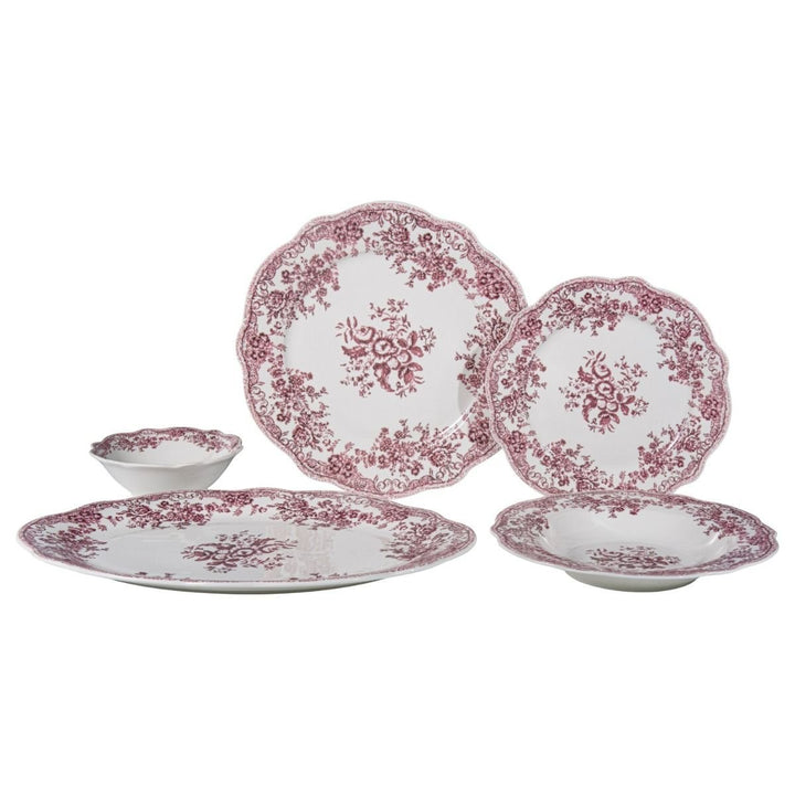 Bricard Fleury - Porcelæn tallerkensæt - 25 Dele | 6 Personer | Pink - Løven Home