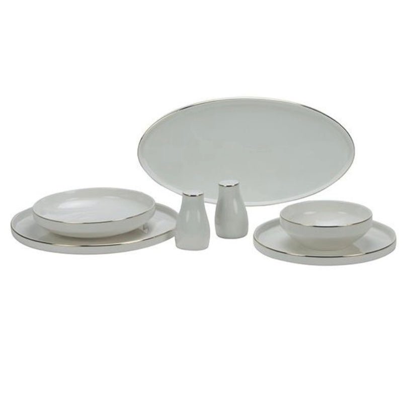 Bricard Lunel Porcelænssæt 27 dele - 6 personer Hvid/Guld - Løven Home