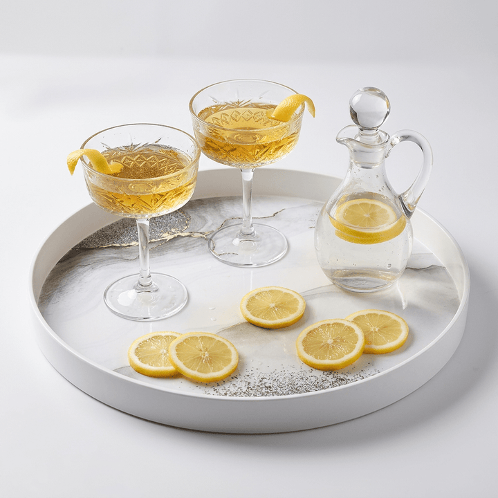 Bricard - Melamin Rund Serveringsbakke - Marmorlook | 32 cm - Løven Home