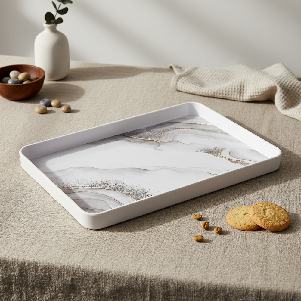 Bricard Melamin Serveringsbakke Marmor Look 27x39 cm - Løven Home