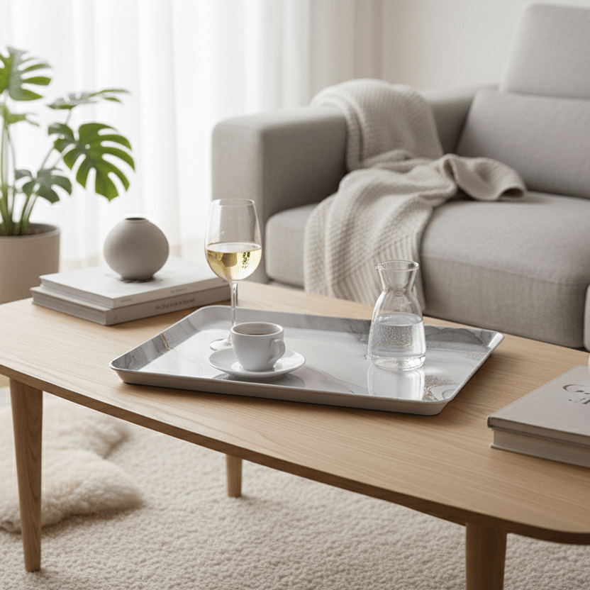 Bricard - Melamin Serveringsbakke Marmor look - 42x31 cm - Løven Home