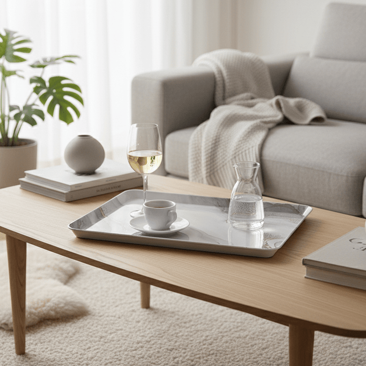 Bricard - Melamin Serveringsbakke Marmor look - 42x31 cm - Løven Home