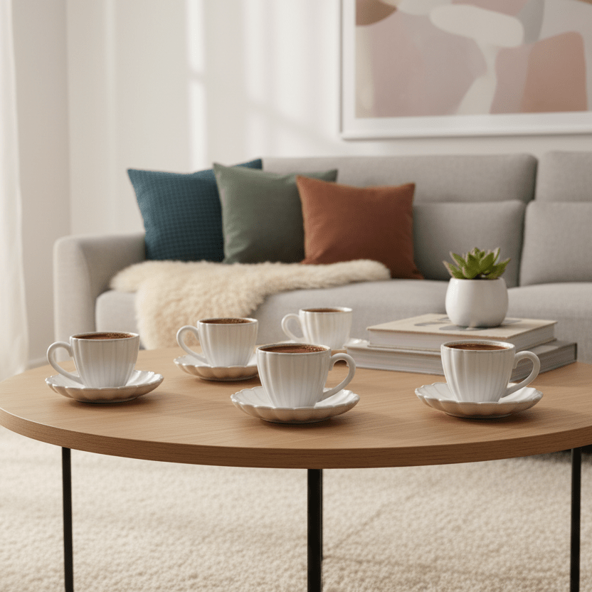 Bricard Paris - Espressosæt - 6 personer | 12 Dele | Beige - Løven Home