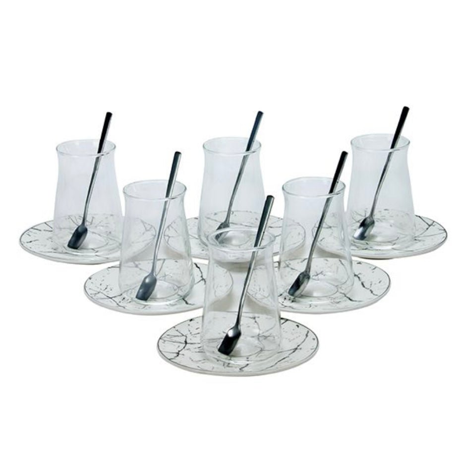 Bricard Teglassæt 18 dele - Sølv/Marmor - Løven Home