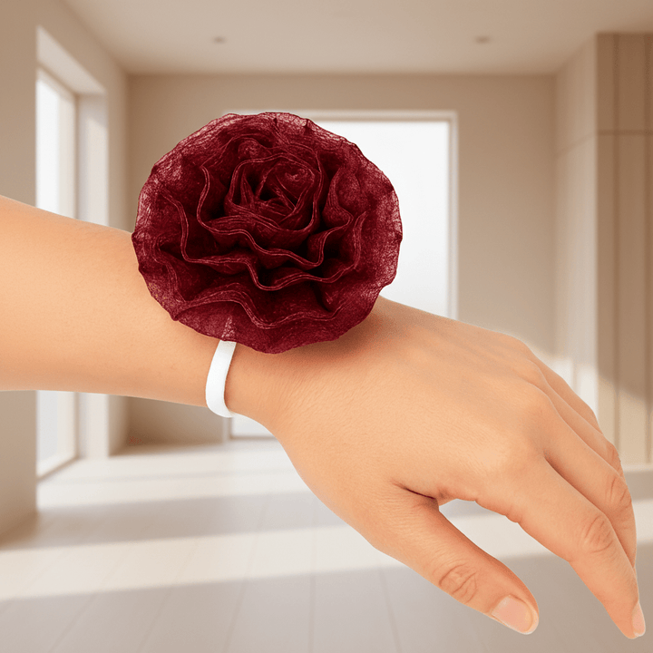Brudepige Rose Elastikarmbånd Burgundy 12 Stk. - Løven Home