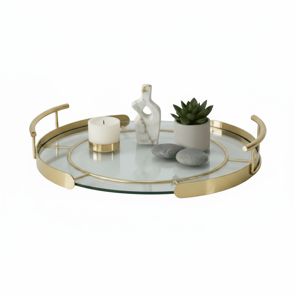 Cinar Fugurato Elegance Guld Serveringsbakke – 35 cm - Løven Home