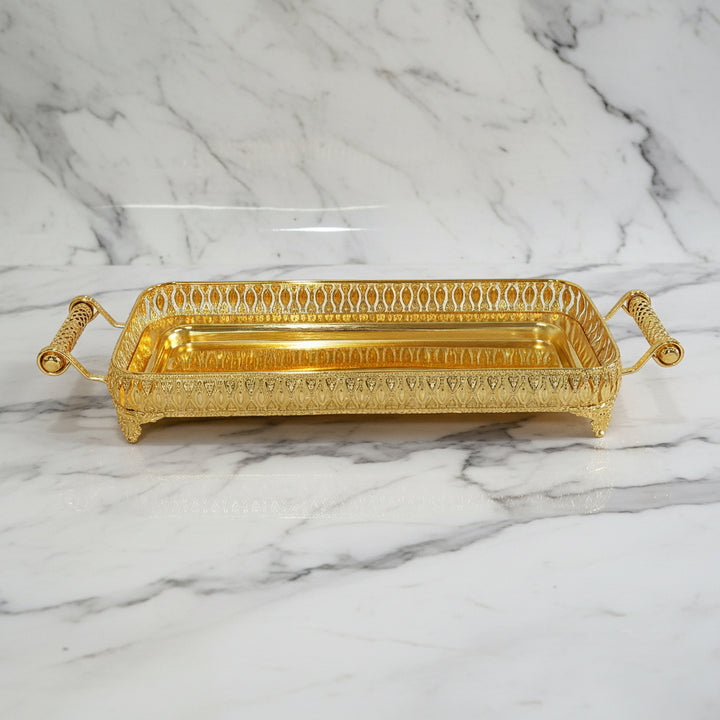 Cinar Fugurato - Serveringsbakke Firkantet – Guld - 64 × 22 × 8 cm - Løven Home