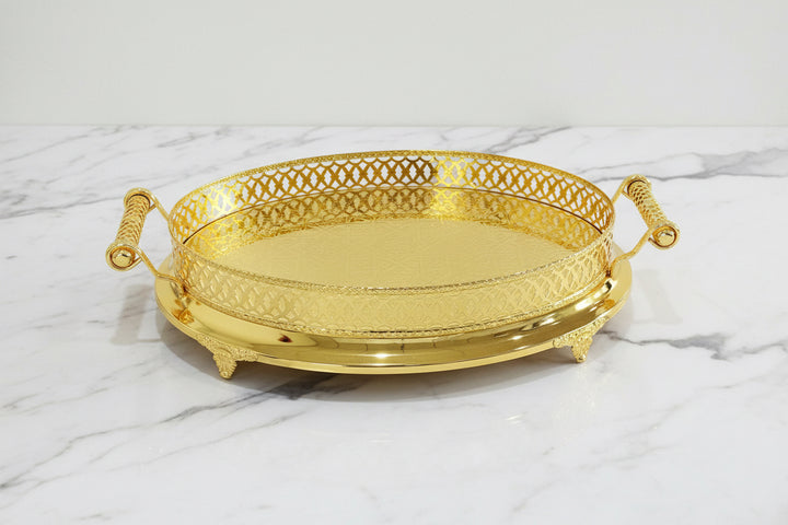 Cinar Fugurato - Serveringsbakke Oval – Guld - 56 × 34 × 12 cm - Løven Home