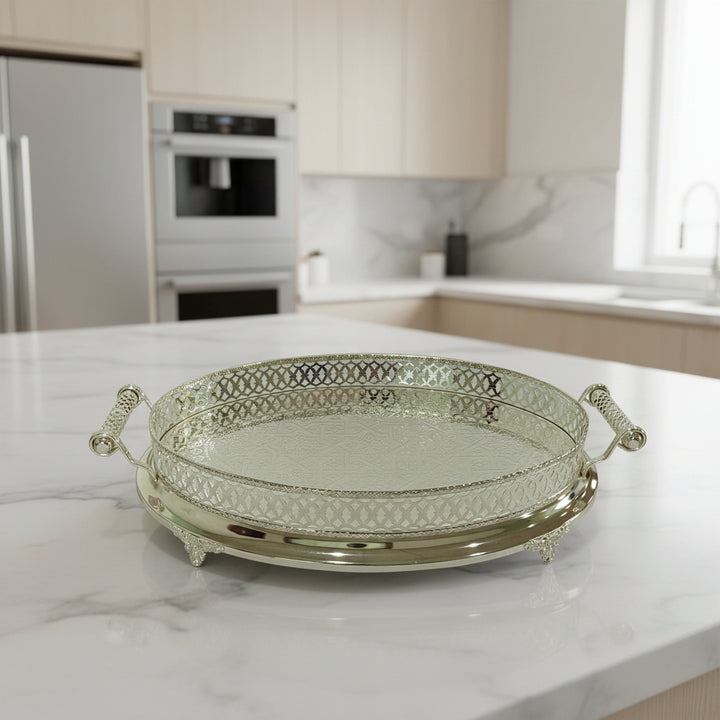 Cinar Fugurato - Serveringsbakke Oval – Sølv 61 × 38 × 12 cm - Løven Home