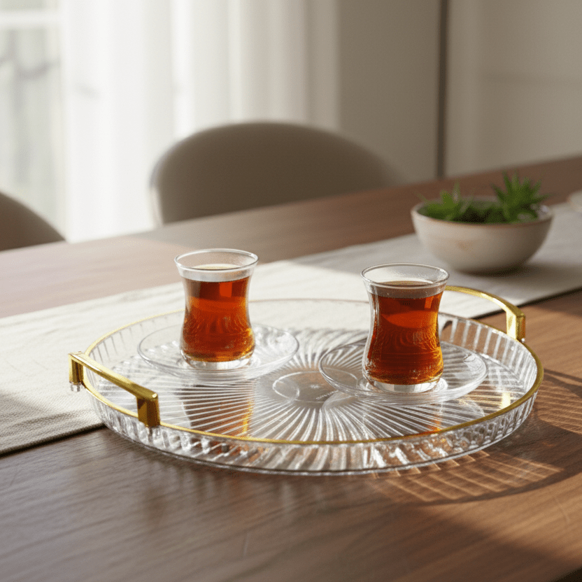 Cinar Guld Serveringsbakkesæt 2 stk. – 30 & 35 cm - Løven Home
