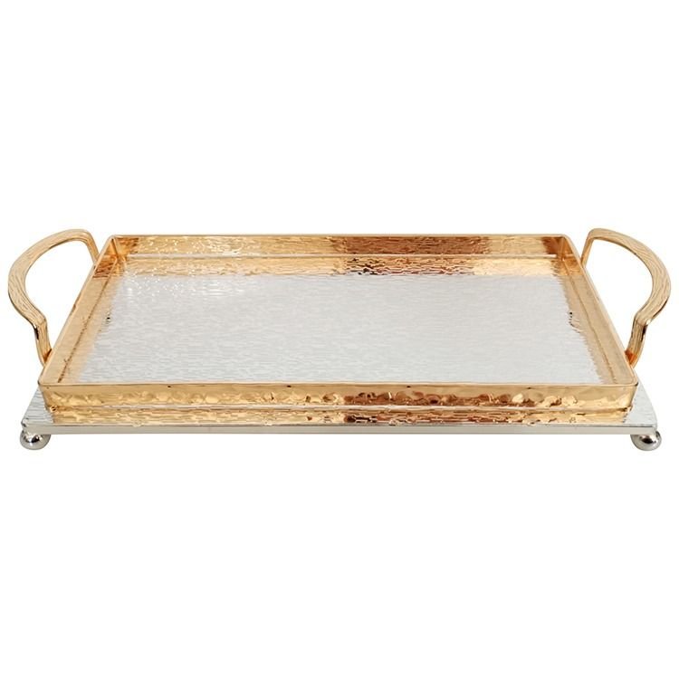 Cinar Serveringsbakke | 30x14 cm | Guld - Sølv - Løven Home