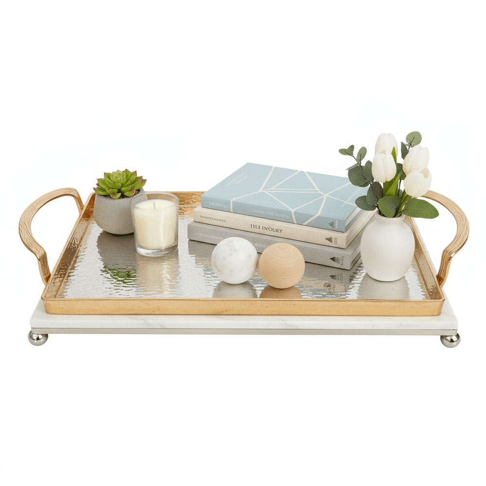 Cinar Serveringsbakke | 30x14 cm | Guld - Sølv - Løven Home