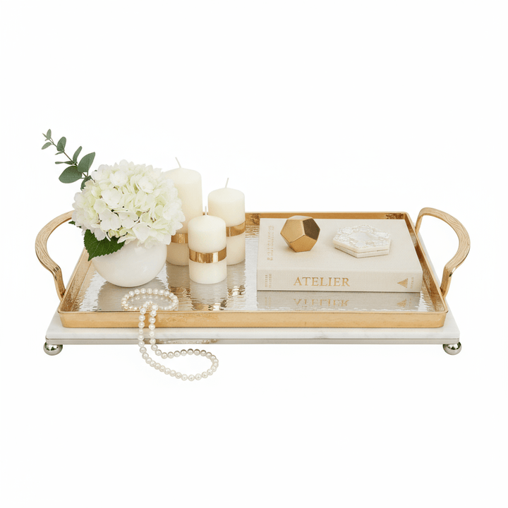 Cinar Serveringsbakke | 30x14 cm | Guld - Sølv - Løven Home