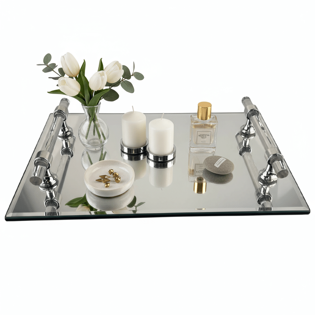 Cinar Serveringsbakke Sølv/Spejl – 30 x 20 cm - Løven Home