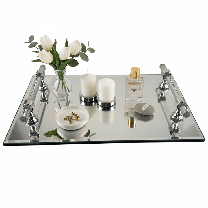 Cinar Serveringsbakke Sølv/Spejl – 30 x 20 cm - Løven Home