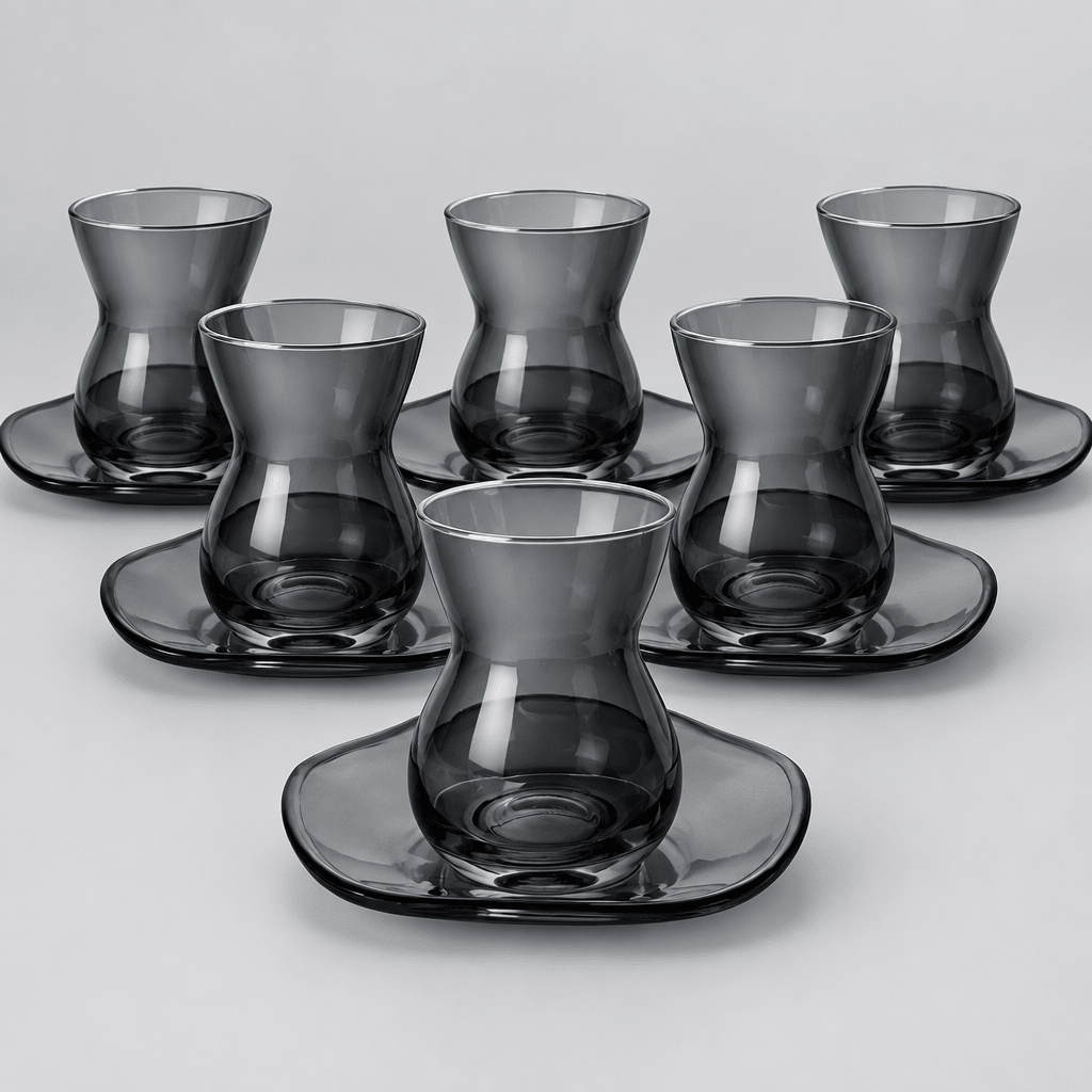 Cinar - Teglassæt - 6 personer | 12 dele | 160 ml | Antracit - Løven Home