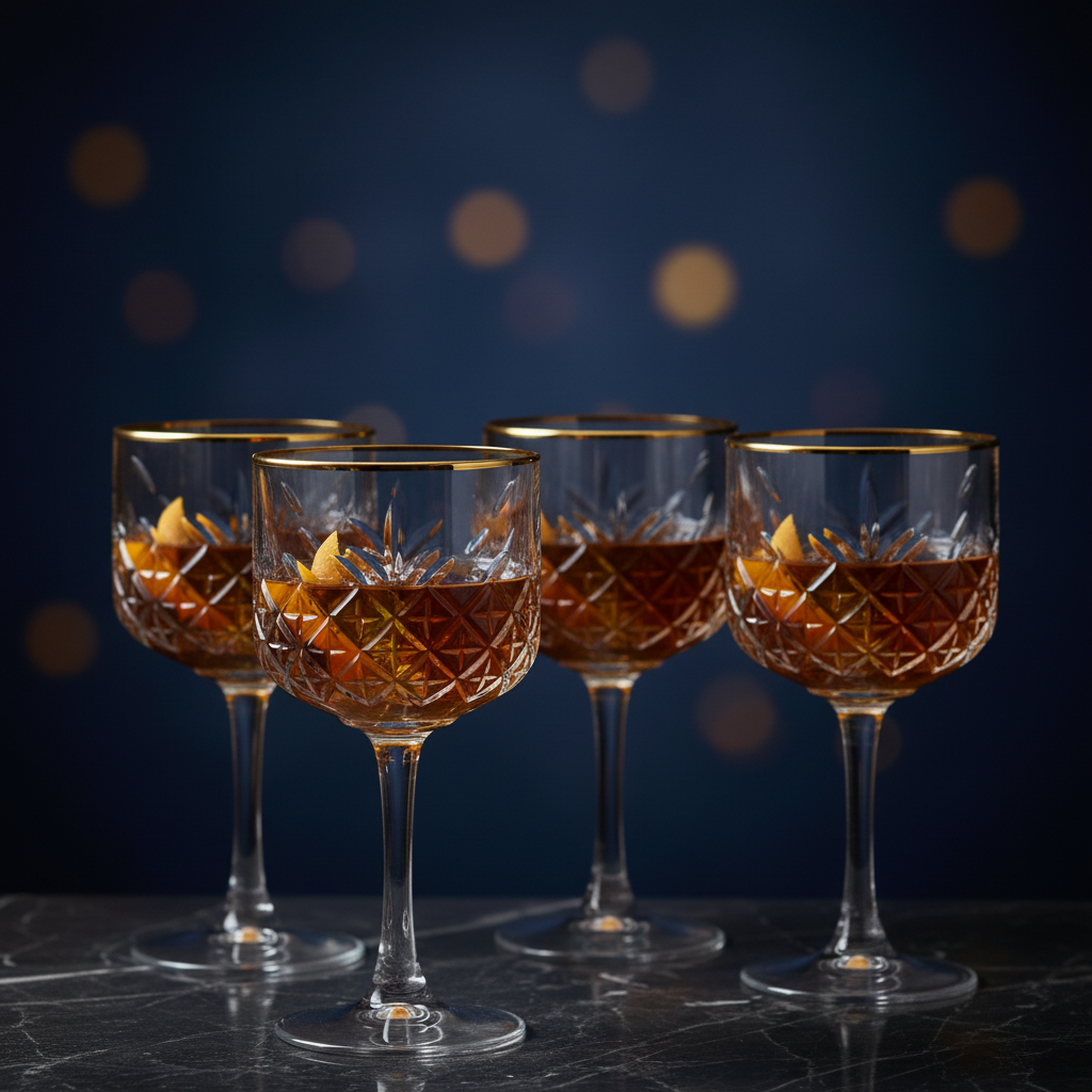 Pasabahce Timeless Golden Touch - Cocktailglas m/Guldkant - 4 stk. 490 ml
