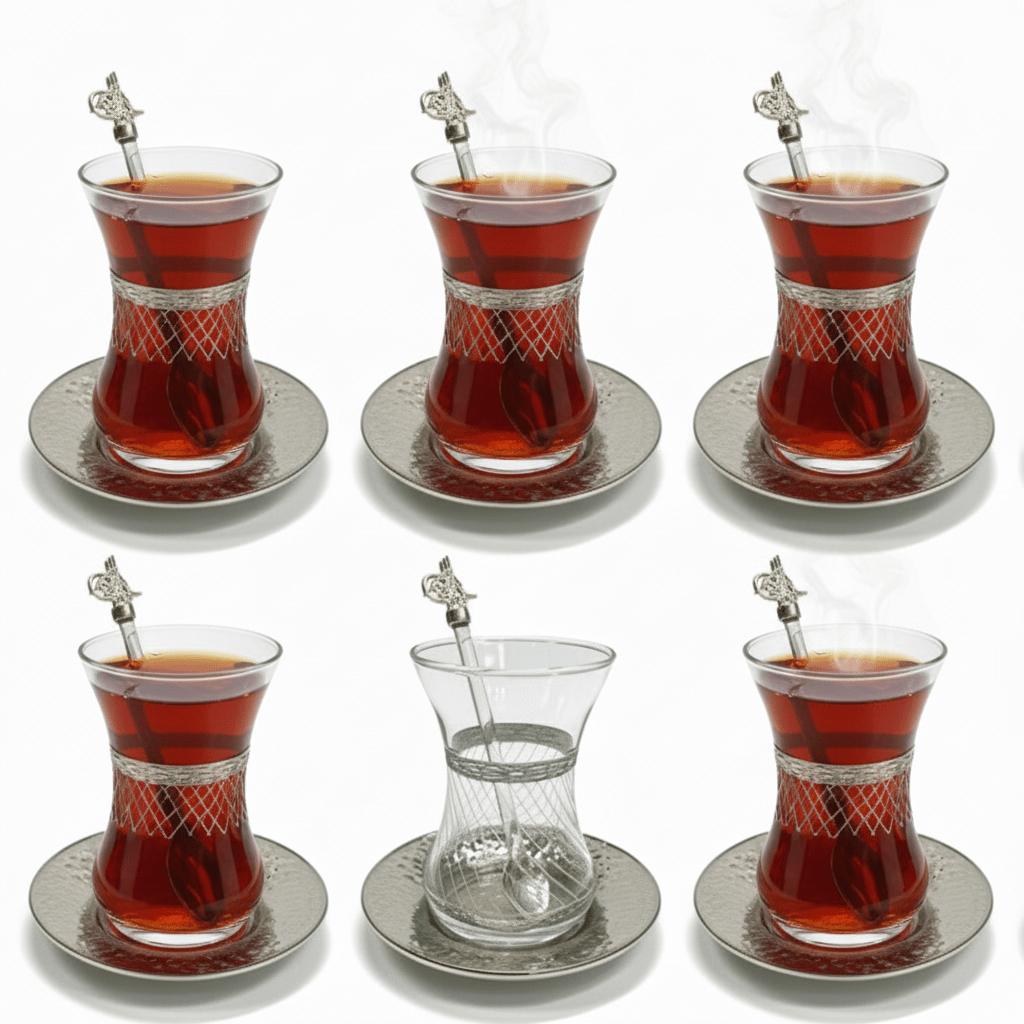 Dalgic 718/4 Tesæt i Sølv | 18 dele | Glas/Metal - Løven Home