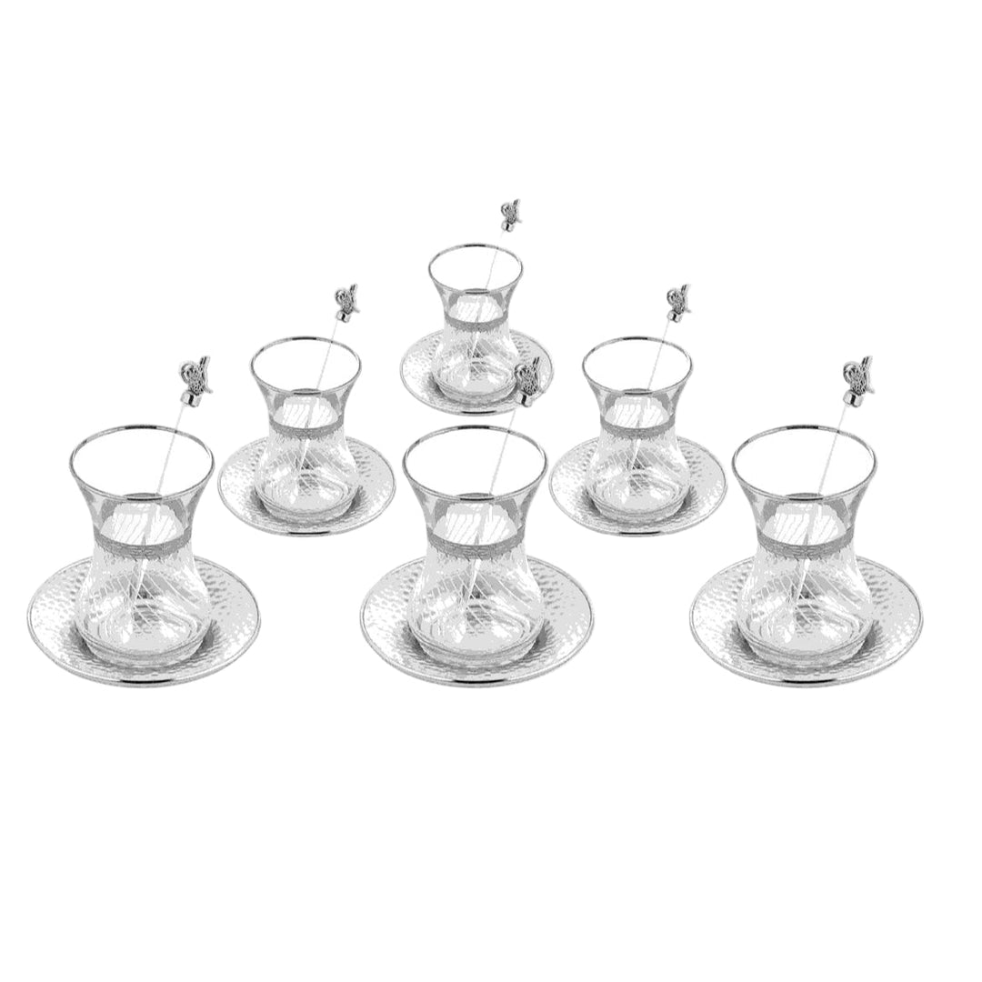 Dalgic 718/4 Tesæt i Sølv | 18 dele | Glas/Metal - Løven Home