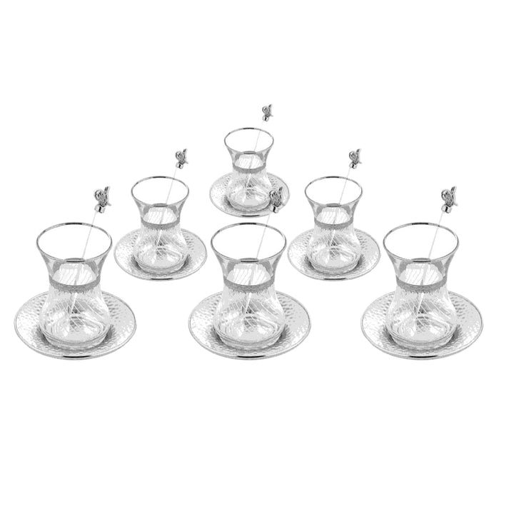 Dalgic 718/4 Tesæt i Sølv | 18 dele | Glas/Metal - Løven Home