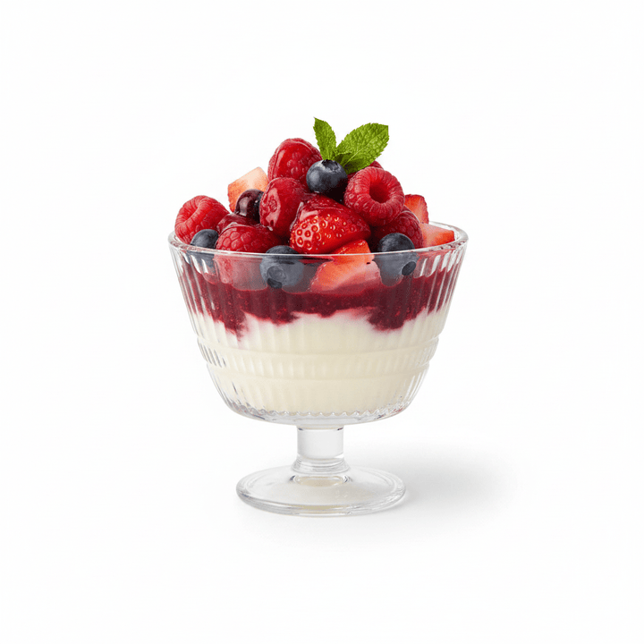 Deli Glass - Dessertskålesæt på fod – 340 ml | Riflet | 6 stk. - Løven Home