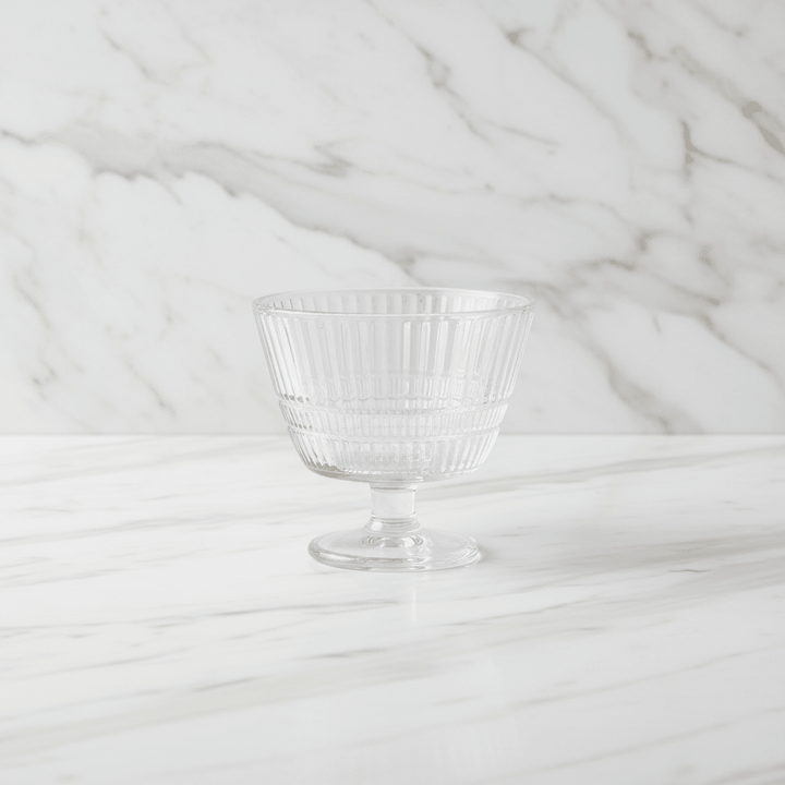 Deli Glass - Dessertskålesæt på fod – 340 ml | Riflet | 6 stk. - Løven Home